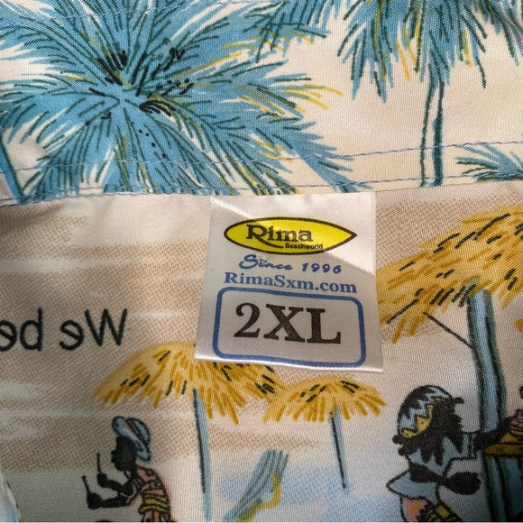 Rima We Be Jammin’ Surfin’ Caribbean Camp Shirt Men’s Size 2XL/3XL - Picture 3 of 12